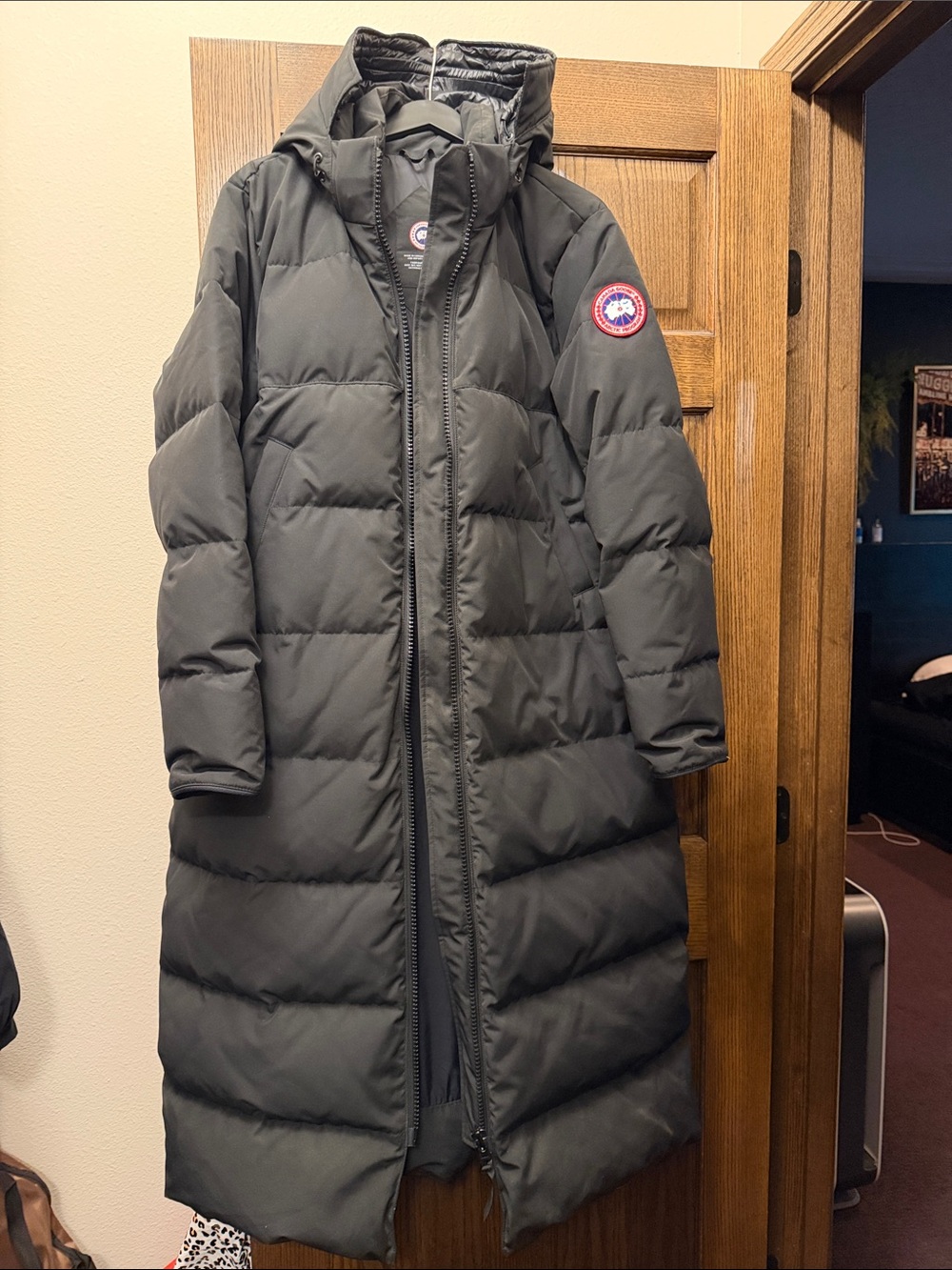 Canada Goose mystique Long Black Quilted Puffer Coat with Hood